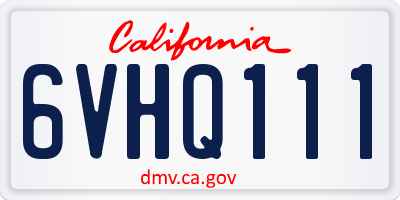 CA license plate 6VHQ111