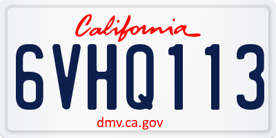 CA license plate 6VHQ113