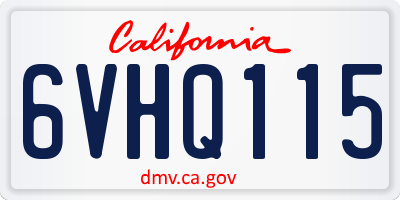 CA license plate 6VHQ115