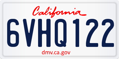 CA license plate 6VHQ122
