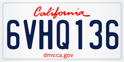 CA license plate 6VHQ136