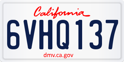 CA license plate 6VHQ137