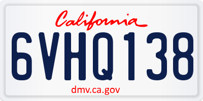 CA license plate 6VHQ138