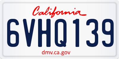 CA license plate 6VHQ139