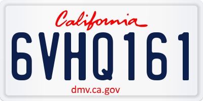 CA license plate 6VHQ161
