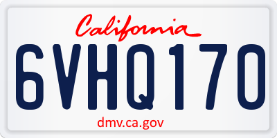 CA license plate 6VHQ170