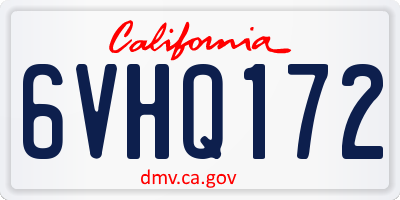 CA license plate 6VHQ172