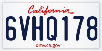 CA license plate 6VHQ178