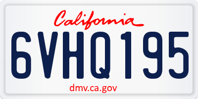 CA license plate 6VHQ195