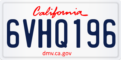 CA license plate 6VHQ196