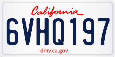 CA license plate 6VHQ197