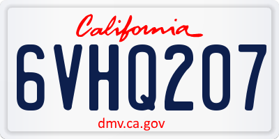 CA license plate 6VHQ207