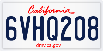 CA license plate 6VHQ208