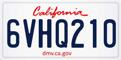 CA license plate 6VHQ210