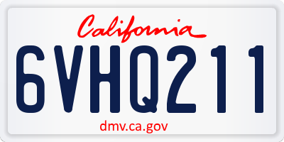 CA license plate 6VHQ211