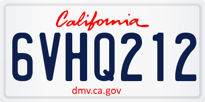 CA license plate 6VHQ212