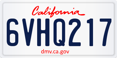 CA license plate 6VHQ217