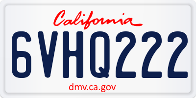 CA license plate 6VHQ222