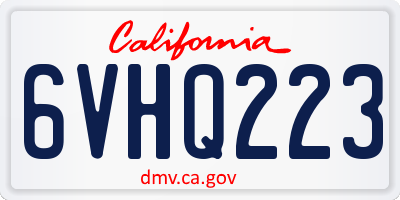 CA license plate 6VHQ223