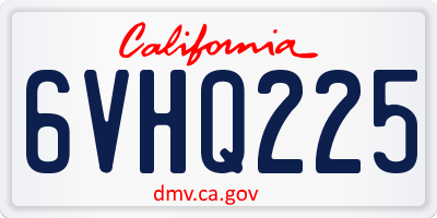 CA license plate 6VHQ225