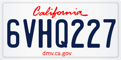 CA license plate 6VHQ227