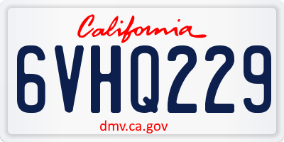 CA license plate 6VHQ229