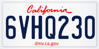 CA license plate 6VHQ230