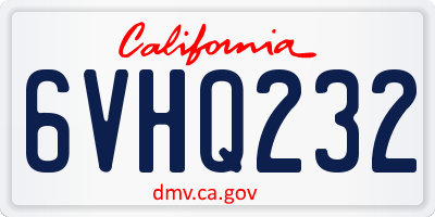 CA license plate 6VHQ232