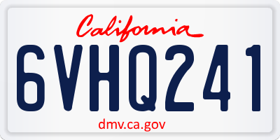 CA license plate 6VHQ241