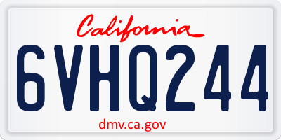 CA license plate 6VHQ244