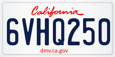 CA license plate 6VHQ250