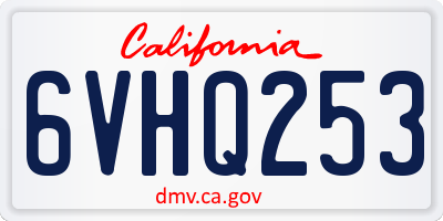 CA license plate 6VHQ253