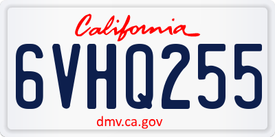 CA license plate 6VHQ255