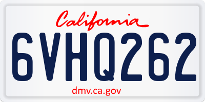 CA license plate 6VHQ262