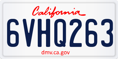 CA license plate 6VHQ263