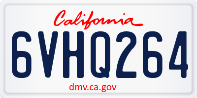CA license plate 6VHQ264