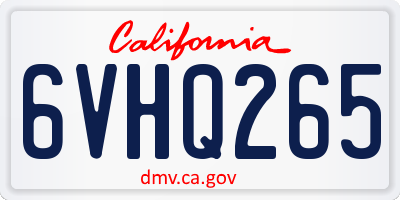 CA license plate 6VHQ265