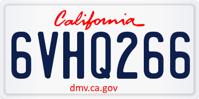 CA license plate 6VHQ266