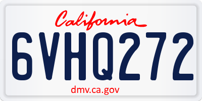 CA license plate 6VHQ272