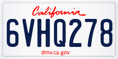 CA license plate 6VHQ278