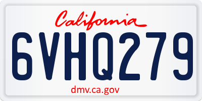 CA license plate 6VHQ279