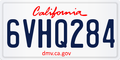 CA license plate 6VHQ284