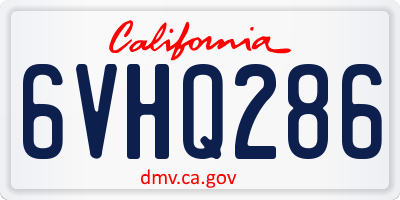 CA license plate 6VHQ286