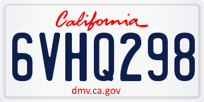 CA license plate 6VHQ298