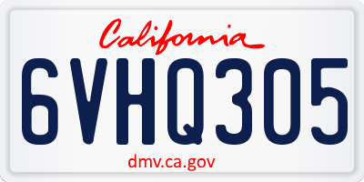 CA license plate 6VHQ305
