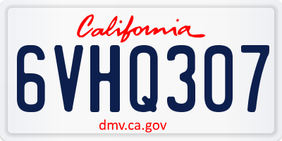 CA license plate 6VHQ307