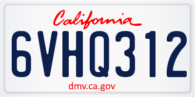 CA license plate 6VHQ312