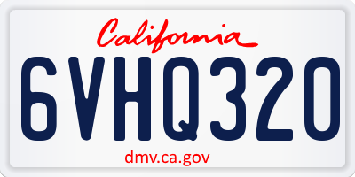 CA license plate 6VHQ320