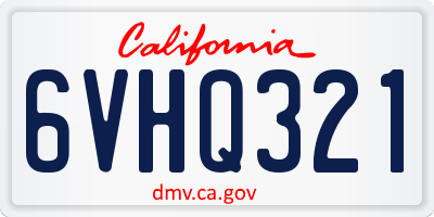 CA license plate 6VHQ321