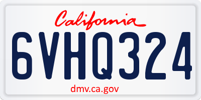 CA license plate 6VHQ324